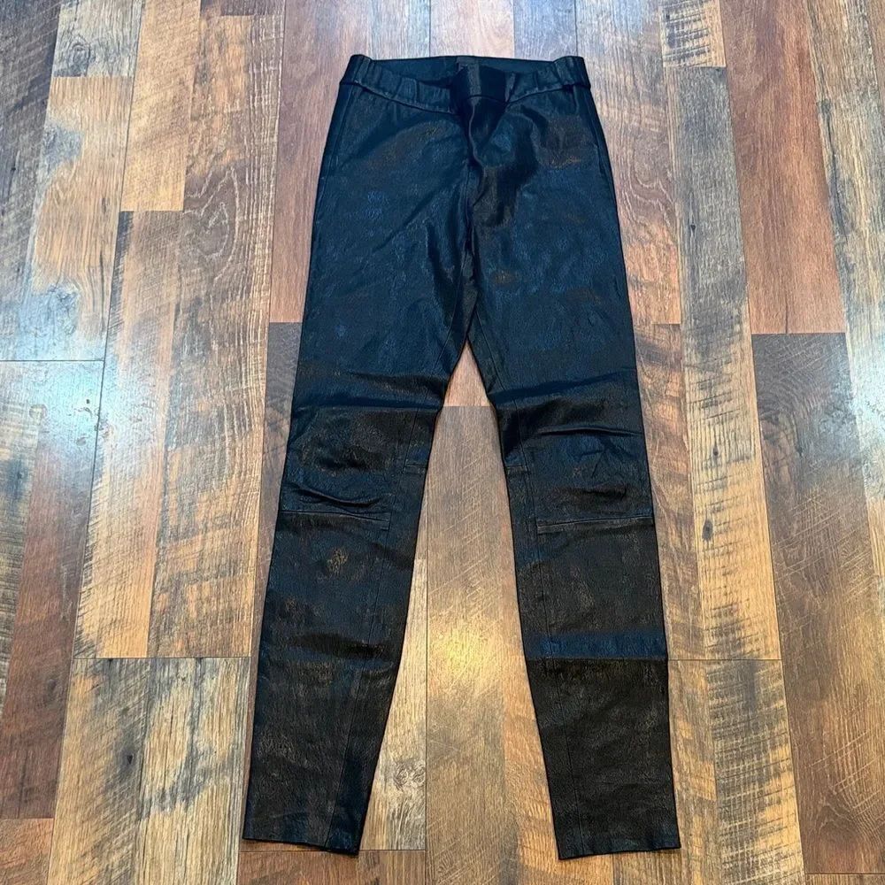 Black leather Stretch Slim Pants 2 (BK6)